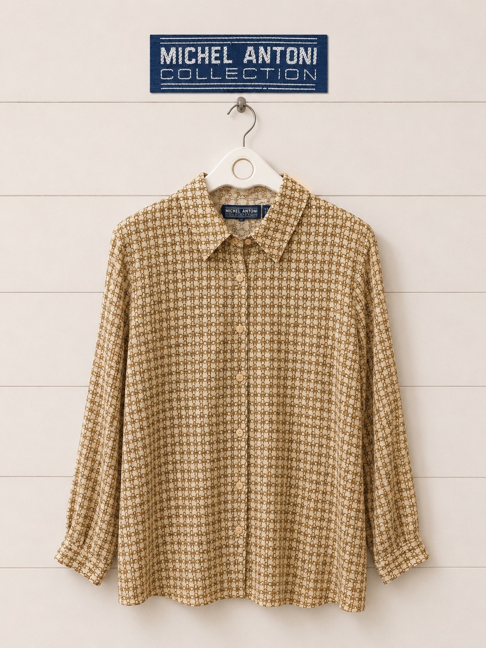MICHEL ANTONI COLLECTION • Vintage Equestrian Print Blouse • Estimated Size 2X
